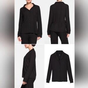 Skims Ribbed Soft Lounge Pajama Top Onyx